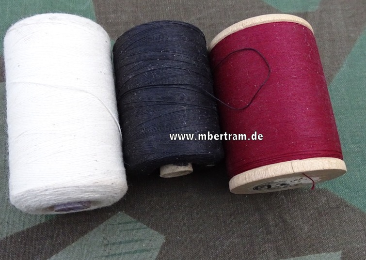 3 Rollen Garn, 2. Weltkrieg, ROT, WEISS, SCHWARZ