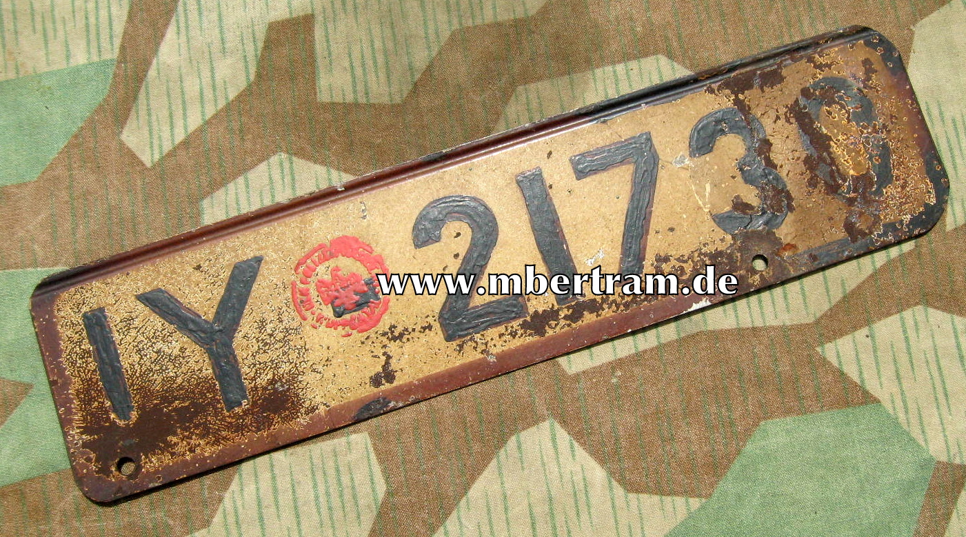 Nummernschild 3. Reich 1928-45 " IY- 21730"
