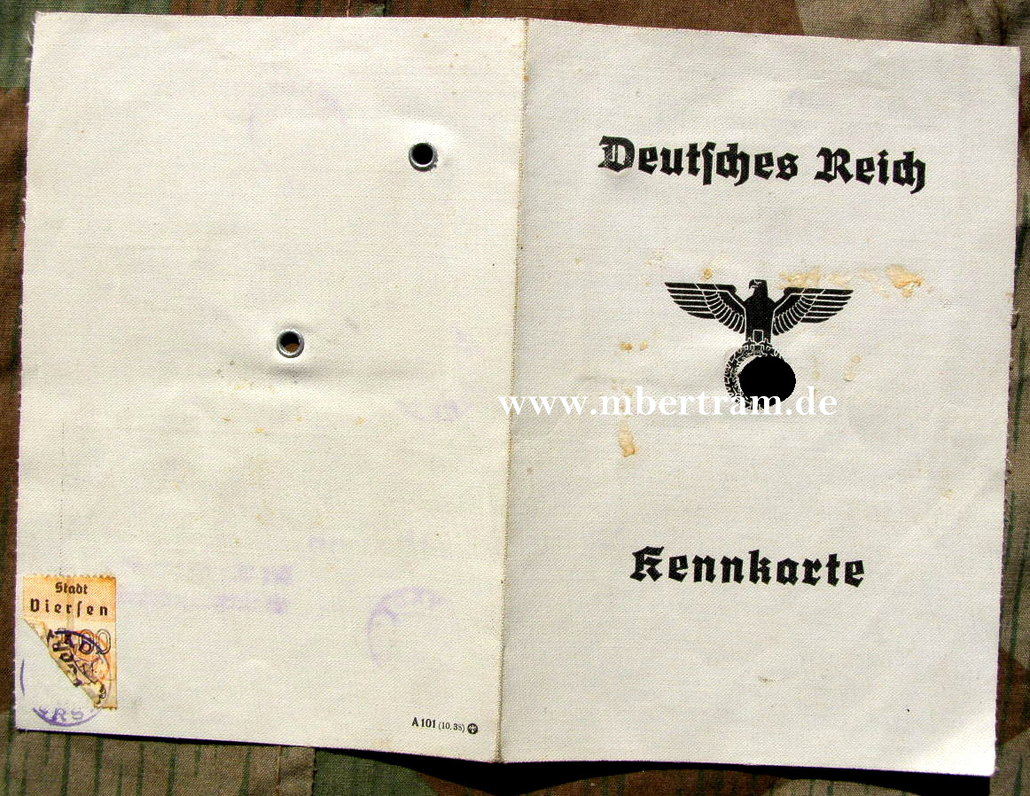 Kennkarte Frau, drittes Reich, Bild Eintragungen, Zustand 1-2