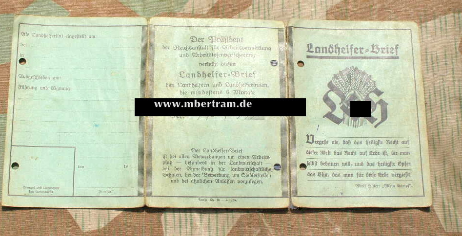 Auweis / Landhelfer Brief, Artur Förster, 1935, 3 Seitig