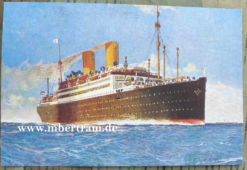 Farbige Postkarte, Doppelschrauben Salondampfer "Berlin"