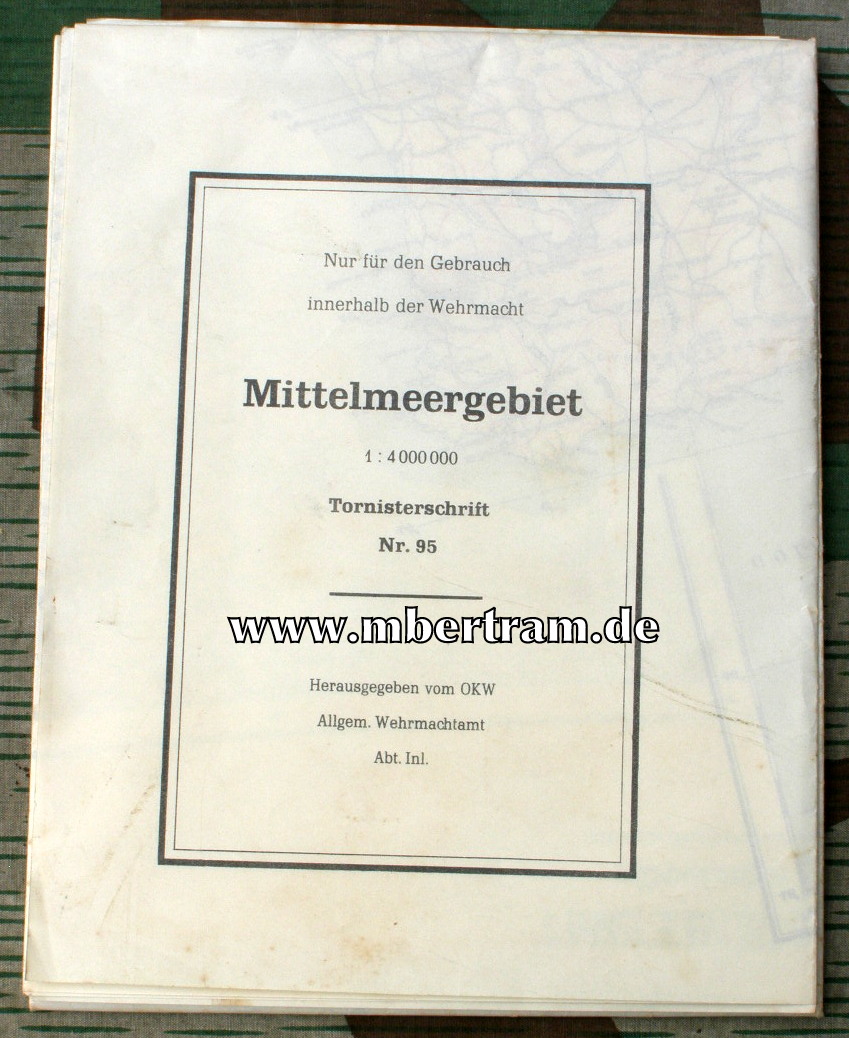 Wehrmachts Heereskarte Mitelmeergebiet. Ca. 107x70cm.