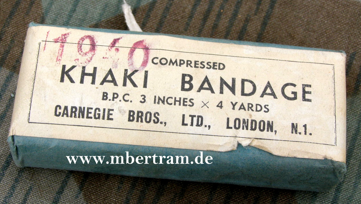 Englisches 2. WK Verbandsmaterial " Khaki Bandage, 1940.
