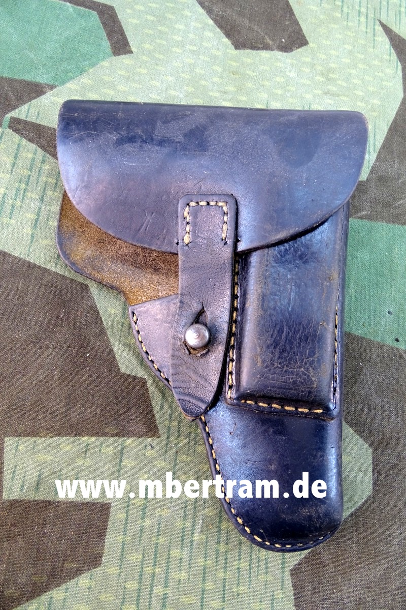Einheits Pistolentasche für  7,65er Pistole, 2. WK , 1943, Leder, schwarz