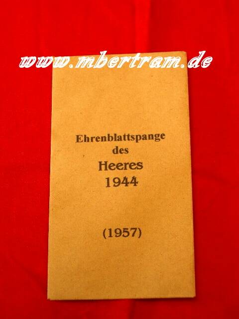 VERLEIHUNGSTÜTE EHRENBLATTSPANGE DES HEERES 1957