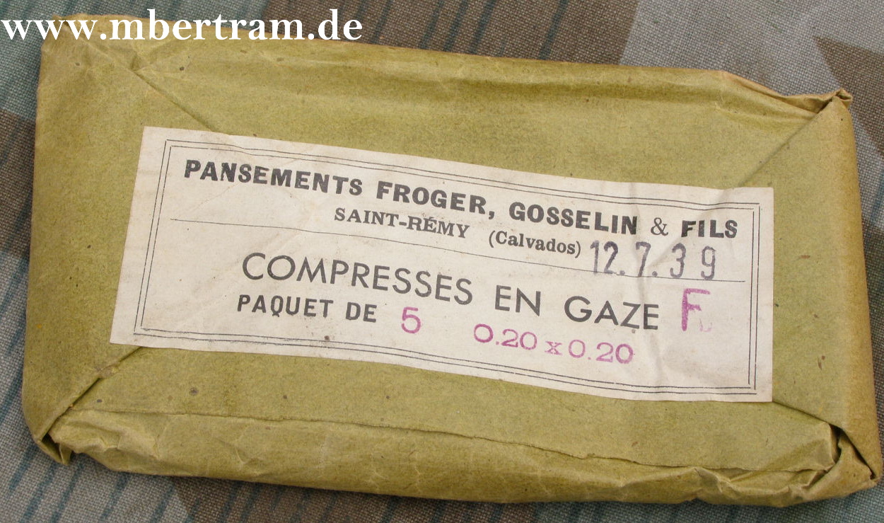 Französicher Verband, Compresses en Gaze 12.07.1939