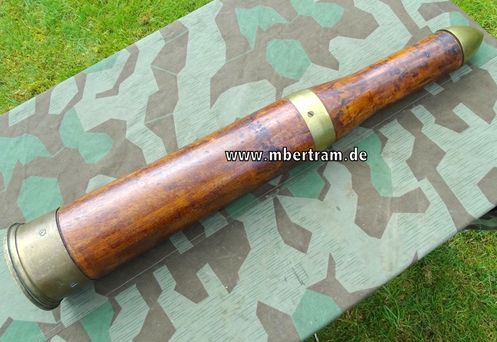 Britische 2. Weltkriegs  76 mm Panzer u. Panzer Abwehr Übung Granate, Holz u Messing, SELTEN