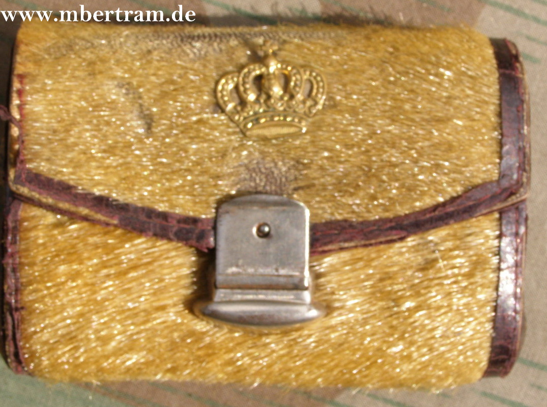 Soldatenportomonai 1. WK, Seehundfell, preuss. Krone.