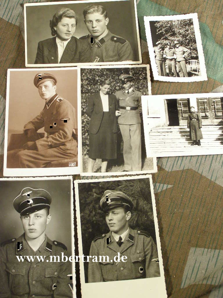 7 Fotos SS U.Scharf. Waffen SS, Ärmelband "Wiking"