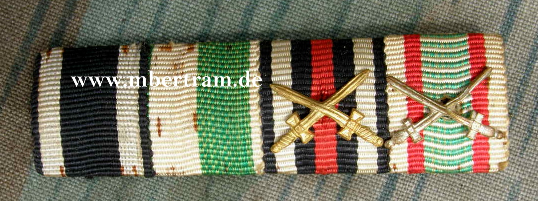 4er Bandspange: EK2 14, Ehrkr.f.Frontk., Ö.- Ung.Mili.Med....