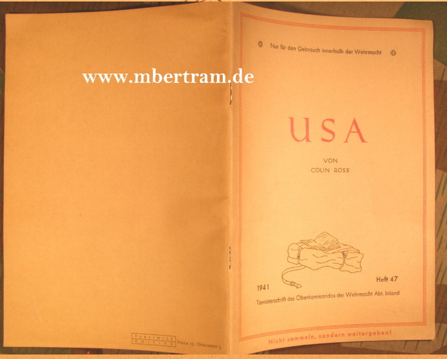 USA, 1941, Tornisterschrift des OKW