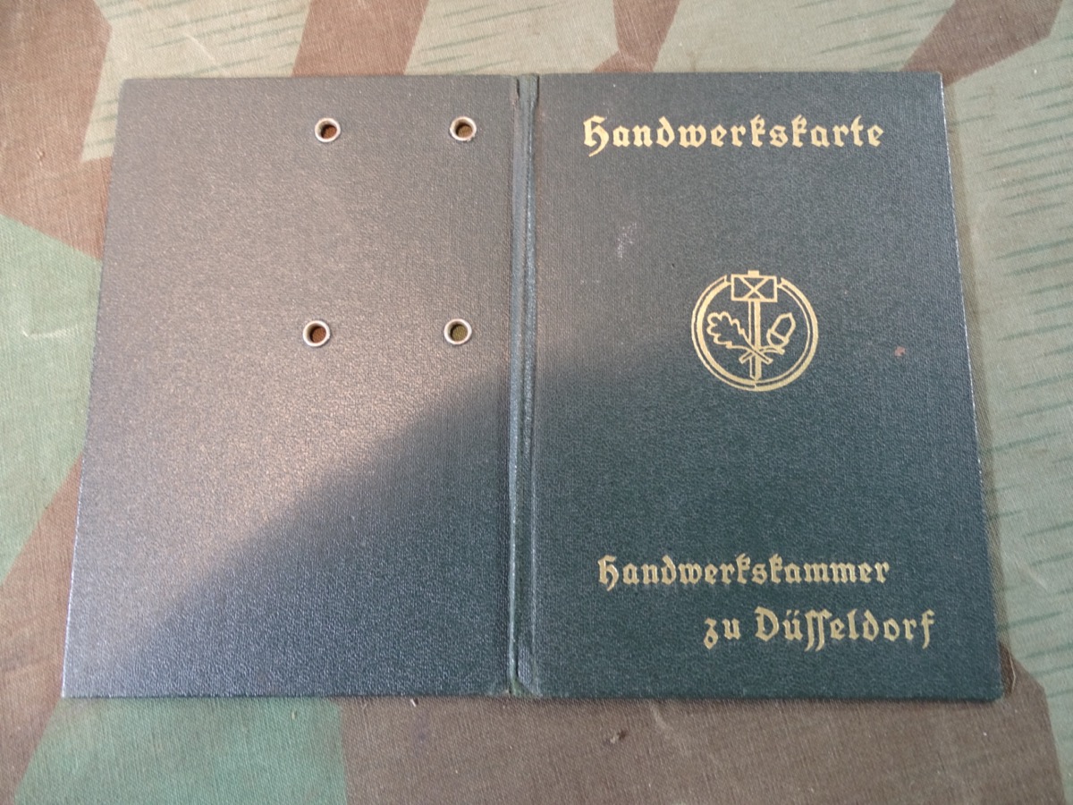 Handwerkskarte für einen Schlosserbetrieb, Wuppertral Cronenberg, Bezirk Düsseldorf von 1936