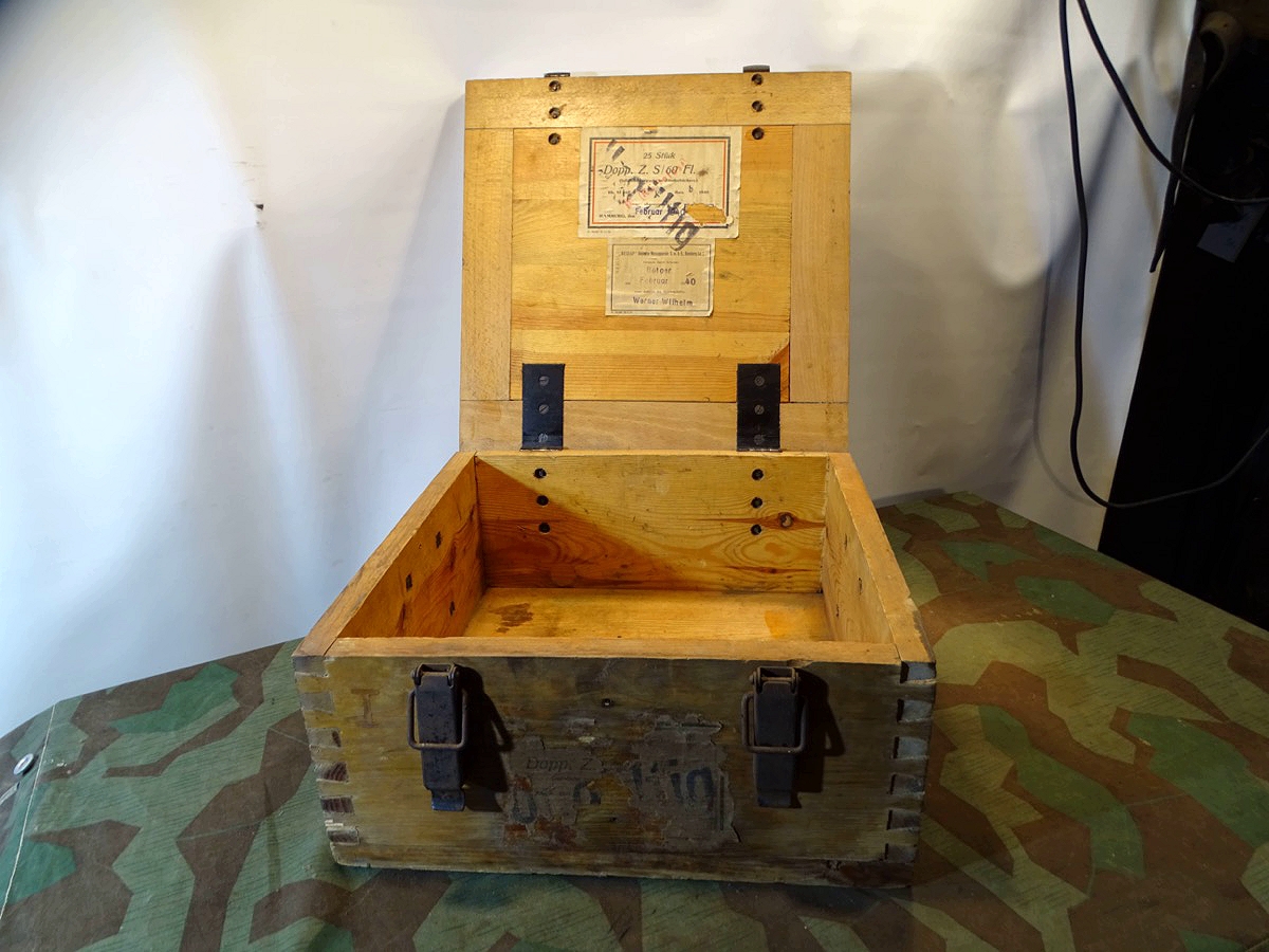 Wehrmachts Holz Zünderkiste für 25 Dopp.Zdr. S 60 / Fl 1940