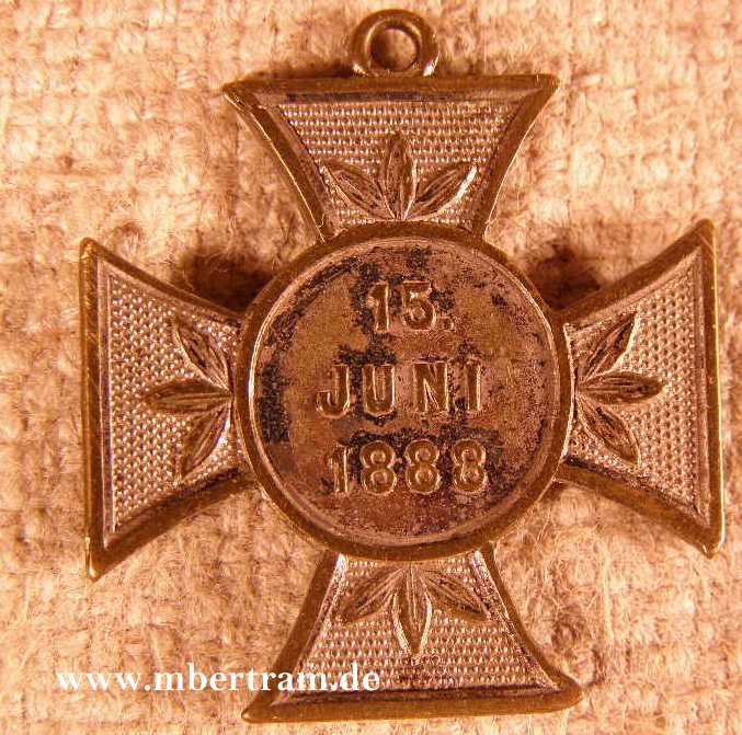 Erinnerungskreuz 15.Juni 1888, Wilhelm II, deutscher Kaiser