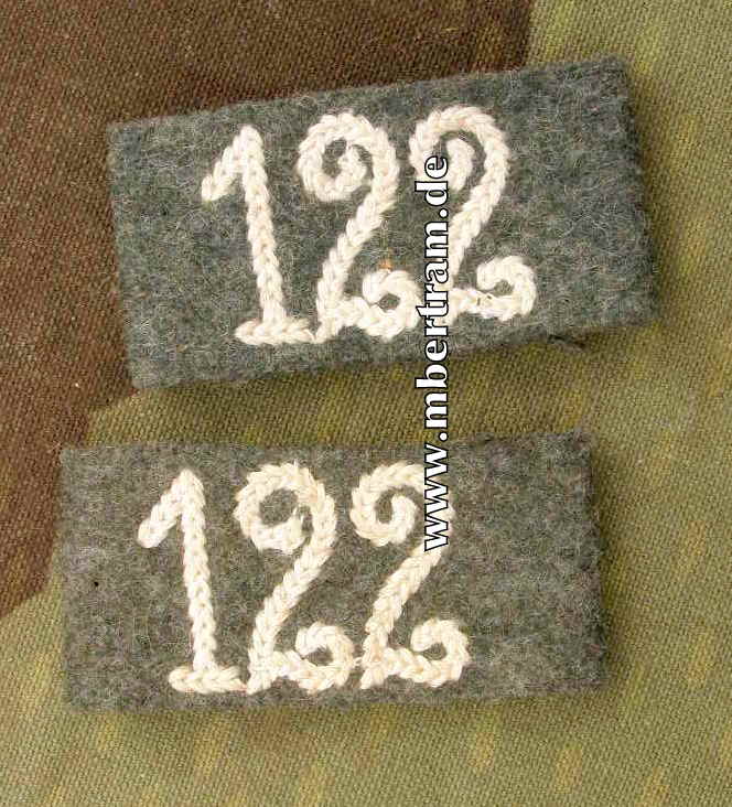 Paar überschübe für Schulterklappen Infanterie Rgt "122"