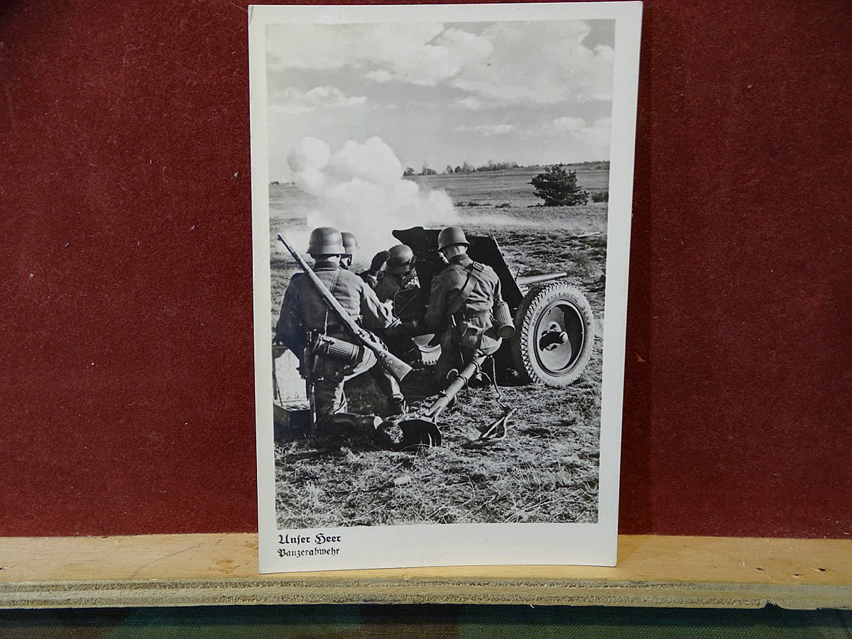 Wehrmachts Propaganda Postkarte - Unser Heer , Panzerabwehr mit 3,7cm Pak