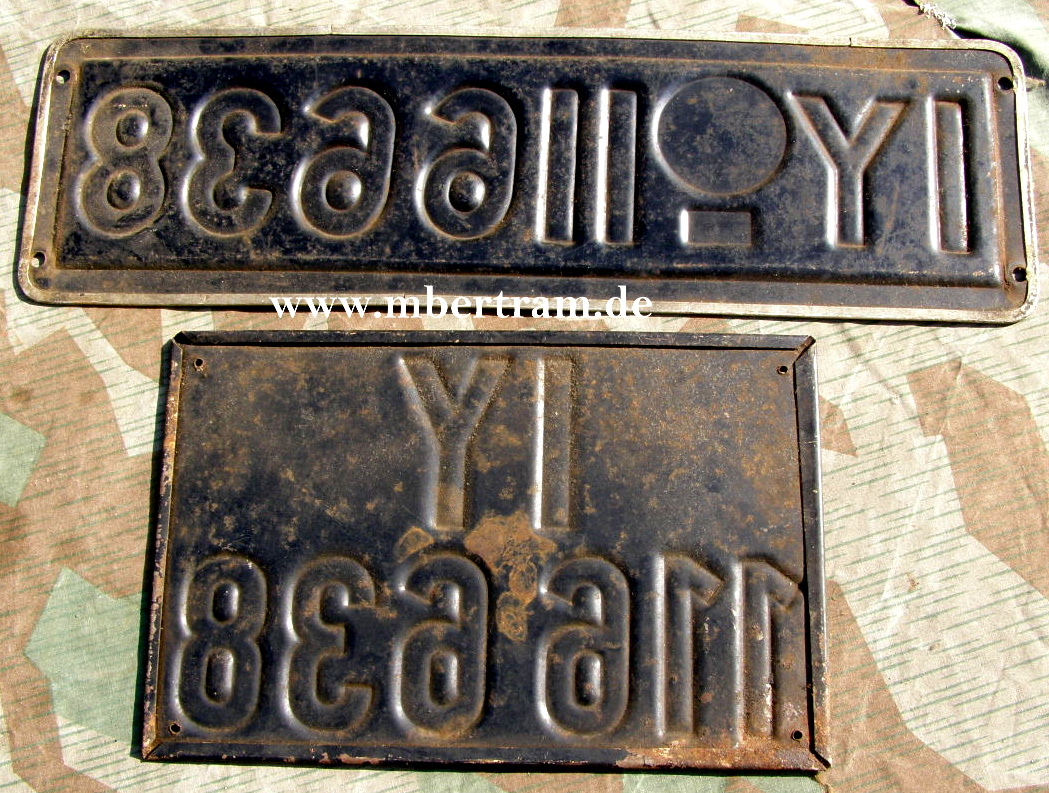 Pärchen Nummernschilder 3. Reich 1933-45 " IY- 116638"