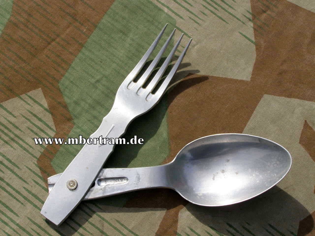 Wehrmacht, Klassisches Feld Essbesteck, Gabel und Löffel, "WS & CL" Alu