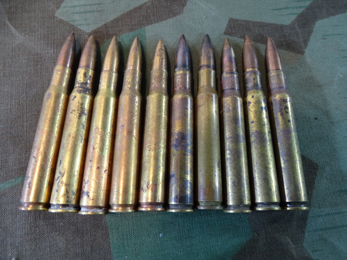 10 Deko Patronen DEN 43 cal. 30-06 Springfield US Army,  2. Weltkrieg