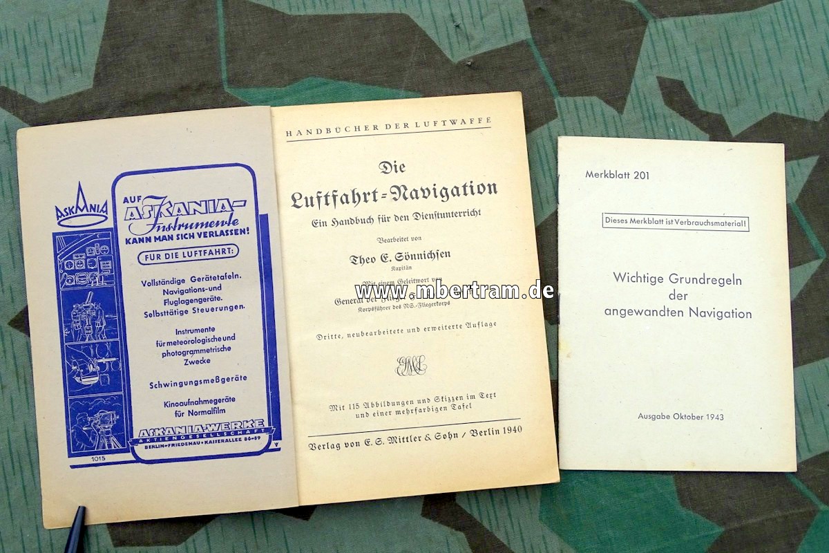 Handbücher der Luftwaffe, Die Luftfahrt Navigation,  1940, 195 S. , 115 Abbildungen
