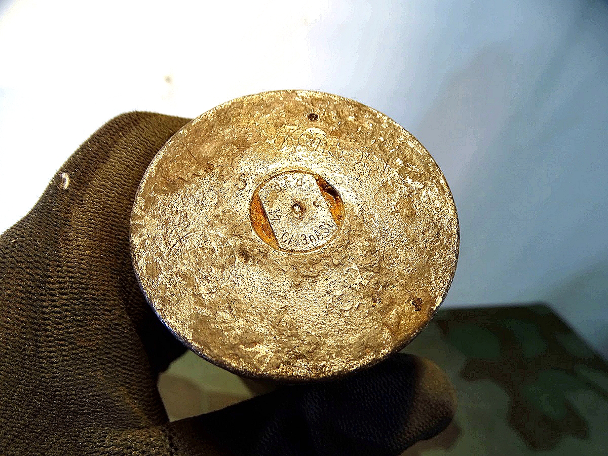 Deko Spreng Granate 3,7 cm Kriegsmarine Flak mit Hülse und Aluzünder , Originallack