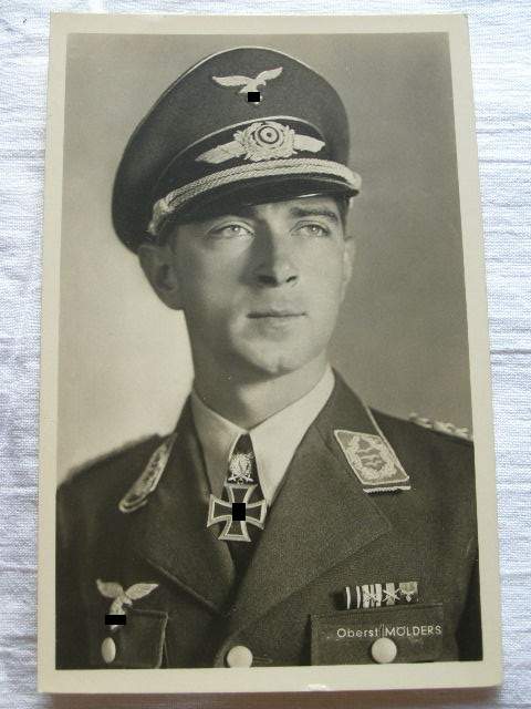 Oberst Mölders Luftwaffe Ritterkreuzträger Portraitpostkarte
