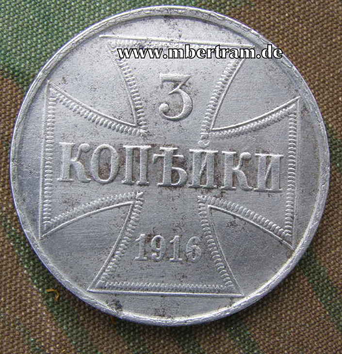 3 Kopeken 1916, Gebiet des Oberbefehlshabers Ost