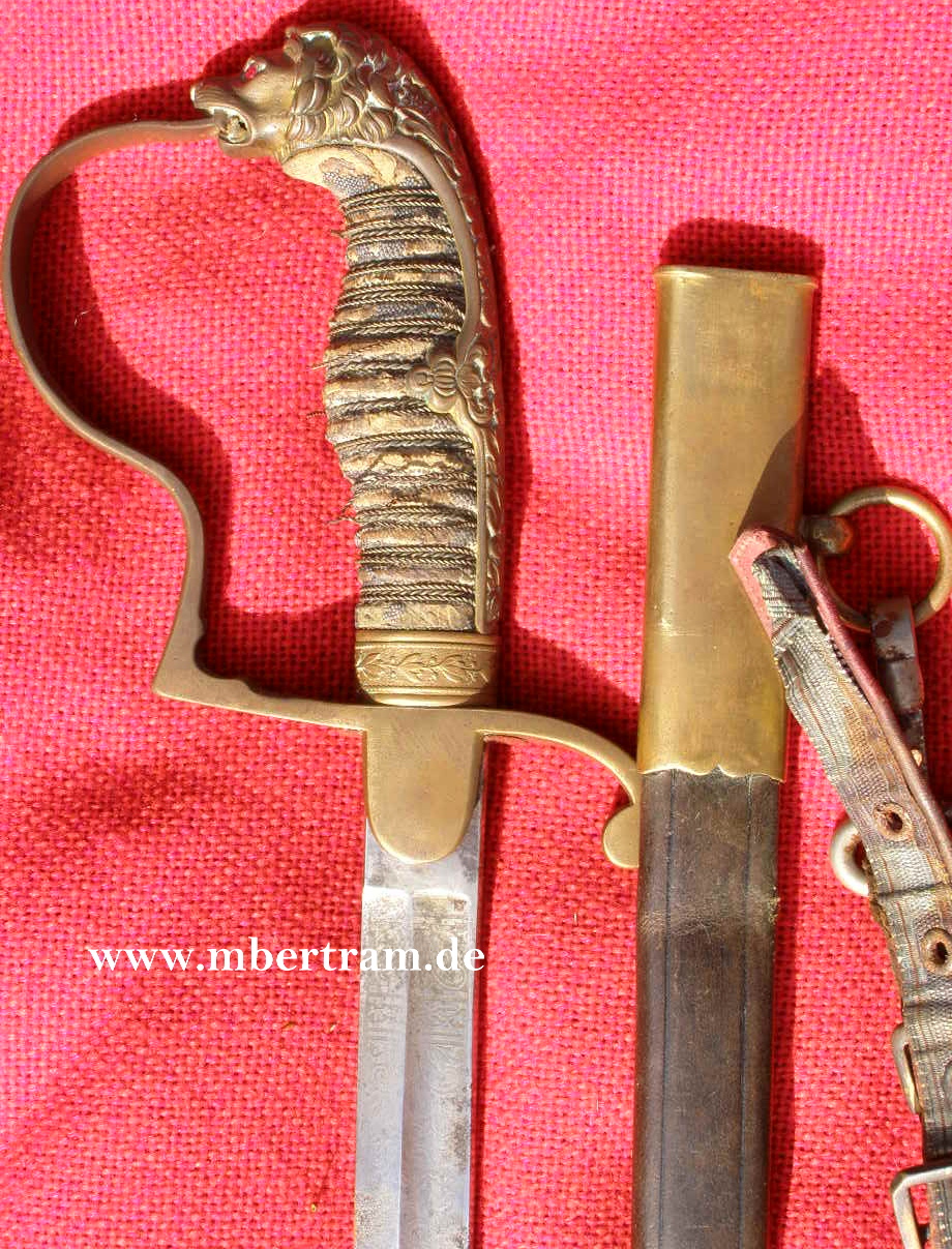 10385-2 Infanterie Offizierssäbel, Löwenkopfgriff, Lederscheide um 1890, WKC