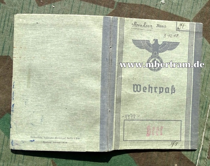 Wehrpass, MG Ers. Kp. 4./454 Singen, EK2, ISA, VWA Gold...