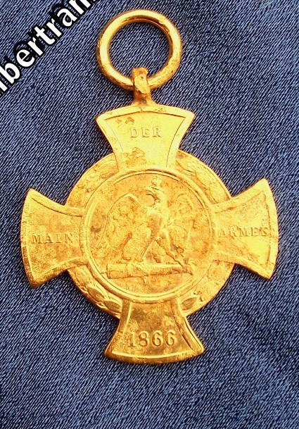 Erinnerungskreuz "Main Armee" 1866, Buntmetall.