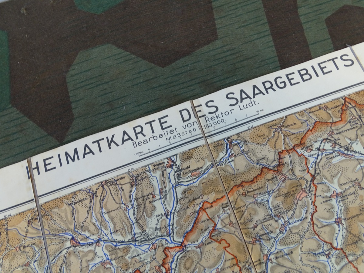 Heimatkarte des Saargebietes , wohl 40er Jahre, Leinenrücken. Ca. 44,5x47 cm
