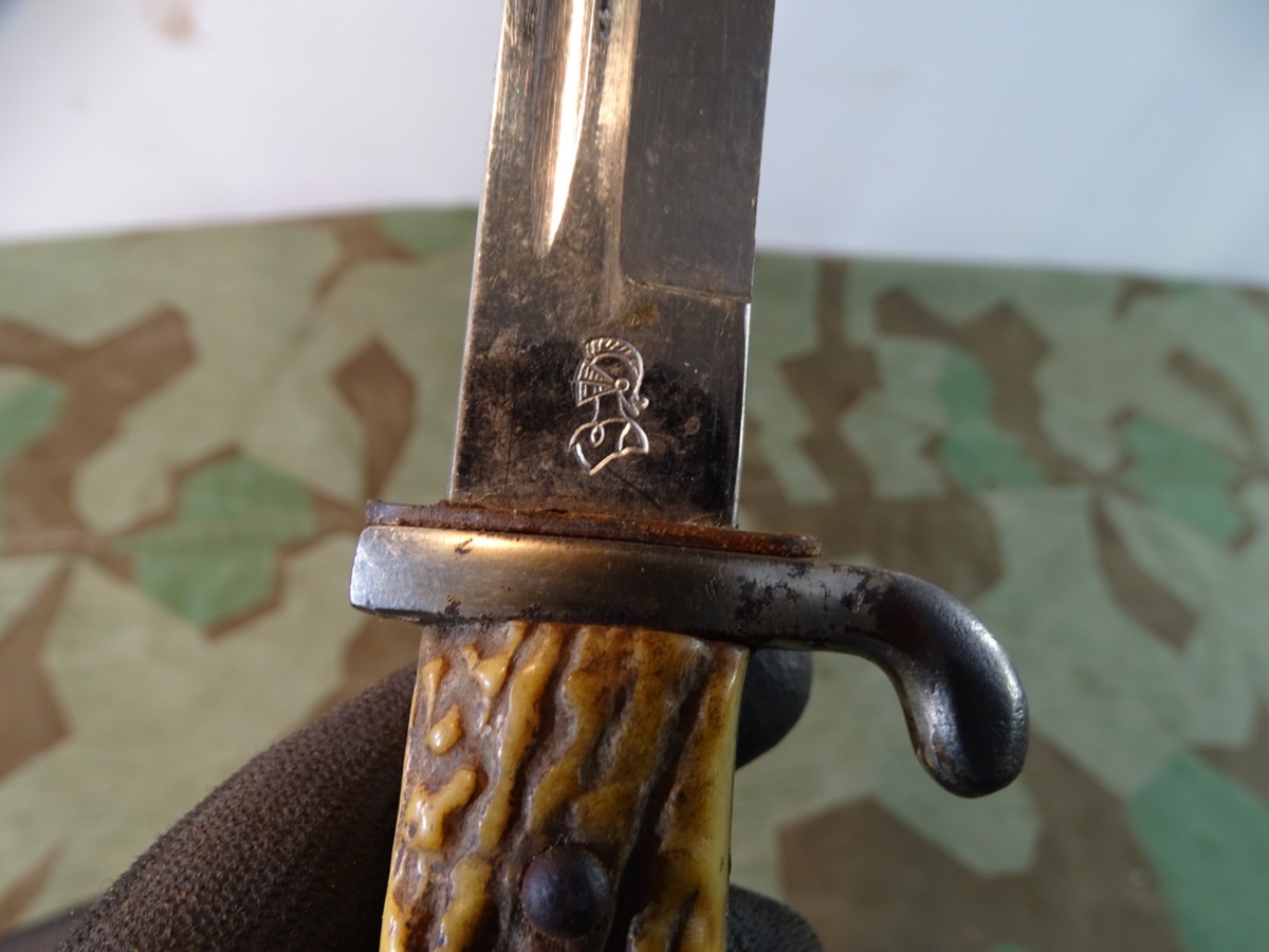Extra Seitengewehr KS 98 mit Hirschhorn Griffschalen Gebirgsjäger, WKC Solingen. Stempel P.D.W Extra Seitengewehr KS 98 mit Hirschhorn Griffschalen Gebirgsjäger, WKC Solingen. Stempel P.D.W