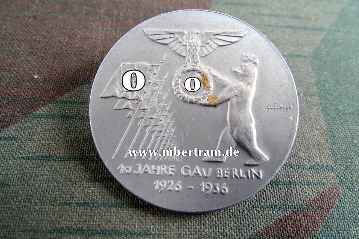 III. Reich - 10 Jahre Gau Berlin 1926-1936, Aluminium, massiv, mit Hersteller