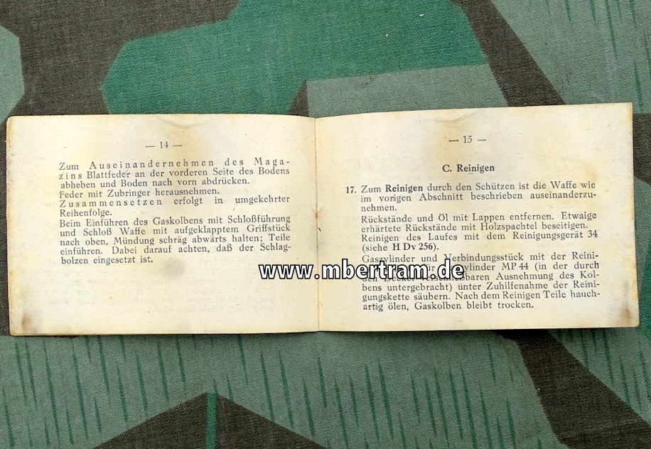 Dienstanweisung D 1854/3 Maschinenpistole 44 ( MP 44) Gebrauchsanleitung